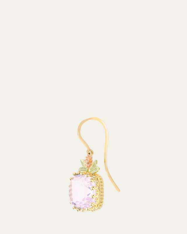 8K Yellow Gold Pierreries Rose Earring with Up Style, Single